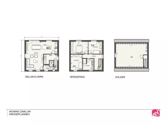 Grondplan,eigentijdse woning, open bebouwing
