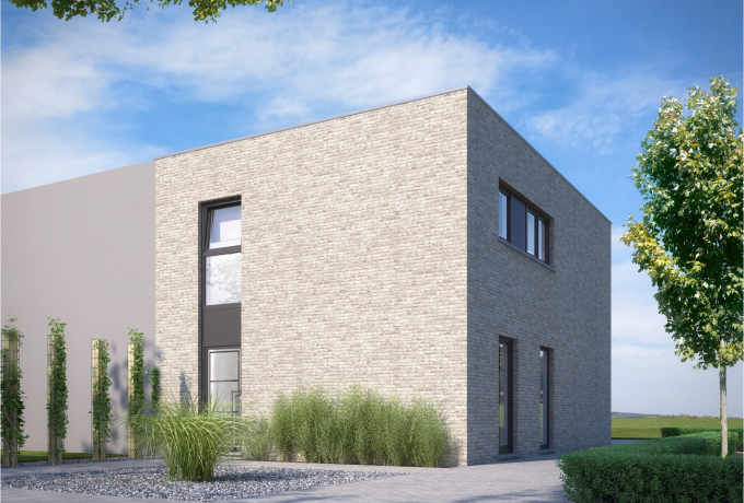 Nieuwbouwwoning, halfopen moderne bebouwing houthalen