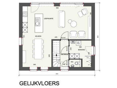 Grondplan, Nieuwbouwwoning, open Moderne woning,Lommel