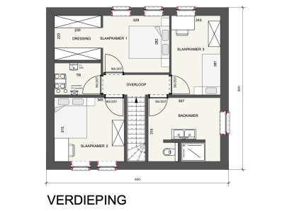 Grondplan, Nieuwbouwwoning, open Moderne woning,Lommel