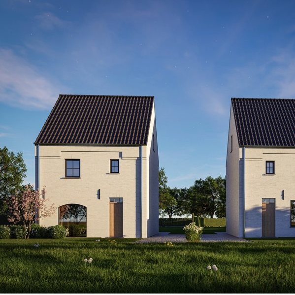 open klassieke niuwbouwwoning geel