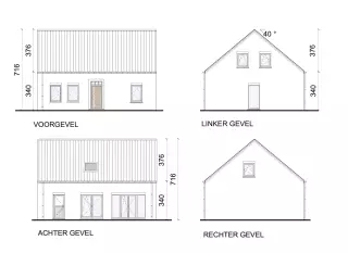 Gevelplan, eigentijdse woning, open bebouwing, Leeuwerik 