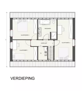 Grondplan, eigentijdse woning, open bebouwing, Leeuwerik 