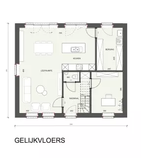 Grondplan, eigentijdse woning, open bebouwing, Leeuwerik 