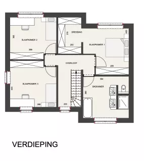 Grondplan open klassieke Nieuwbouwwoning, koersel
