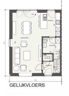grondplan Nieuwbouwwoning, half open moderne bebouwing, Heverlee