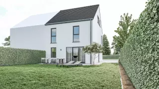 Nieuwbouwwoning, half open moderne bebouwing, Heverlee