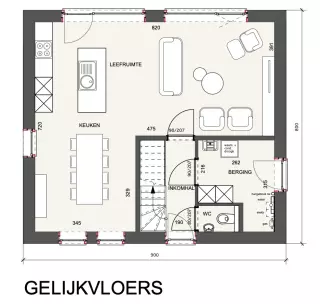 Grondplan Moderne, open nieuwbouwwoing, Herent