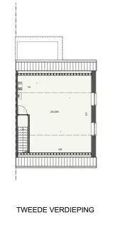 Grondplan zolder landelijke nieuwbouwwoning, halopen, bilzen