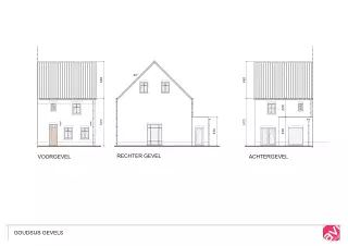 Gevelplan landelijke nieuwbouwwoning, halopen, bilzen
