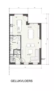 Grondplan landelijke nieuwbouwwoning, halopen, bilzen