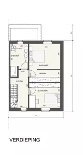 Grondplan landelijke nieuwbouwwoning, halopen, bilzen