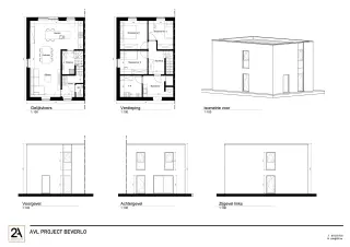 Nieuwbouwwoning, half open bebouwing, gevel- en grondplan