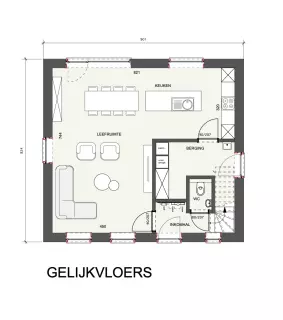 grondplan open, klassieke nieuwbouwwoning, koersel