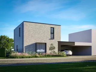 Nieuwbouwwoning, halfopen moderne woning met carport