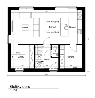 grondplan open moderen nieuwbouwwoning, geetbets