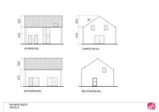 Open eigentijdse nieuwbouwwoning, bilzen, gevelplan