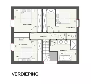 Open eigentijdse nieuwbouwwoning, bilzen, grondplan verdiep
