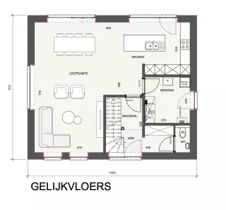 Open eigentijdse nieuwbouwwoning, Bilzen, grondplan