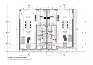 Grondplan, klassieke woning, half open bebouwing 