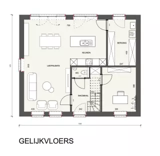 open, klassieke nieuwbouwwoning, hechtel-Eksel, grondplan