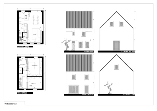 grondplan, open bebouwing, moderne woning