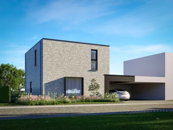 Nieuwbouwwoning, halfopen moderne woning met carport